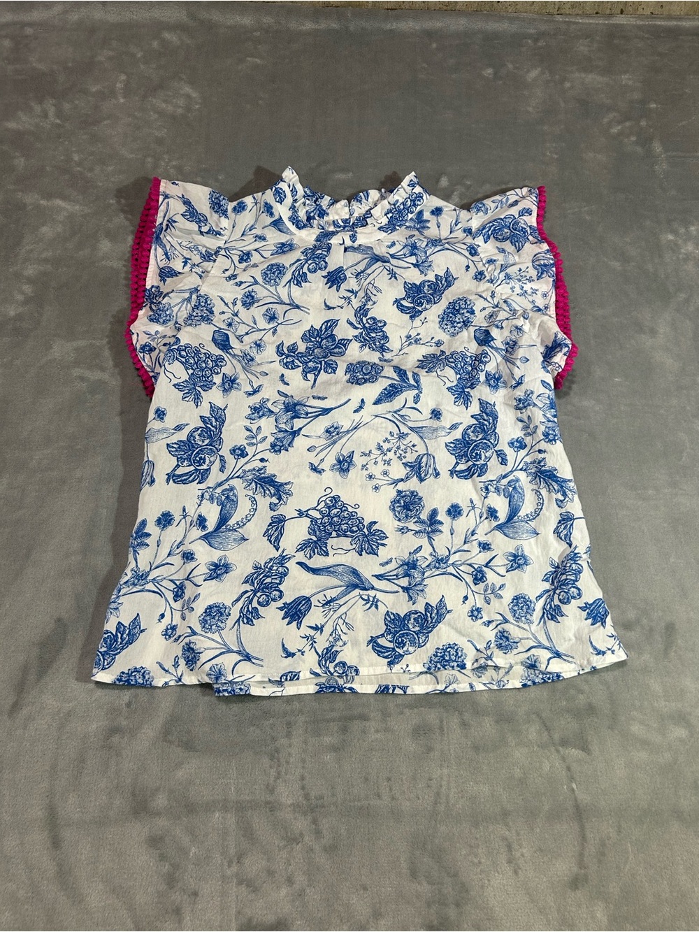 THML Blue/White Chinoiserie W/ Flutter Slv Top-Small